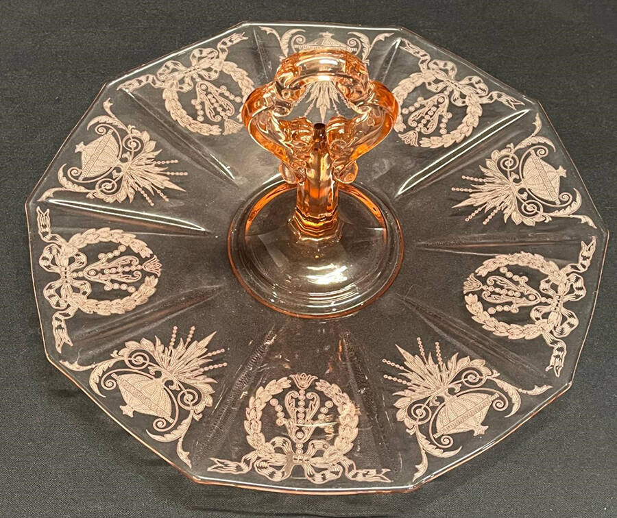 Etch 739 Pink (Stem 3130) Center Handle Tray by Cambridge-1
