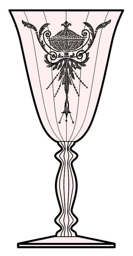 Etch 739 Pink (Stem 3130) Water Goblet by Cambridge-1