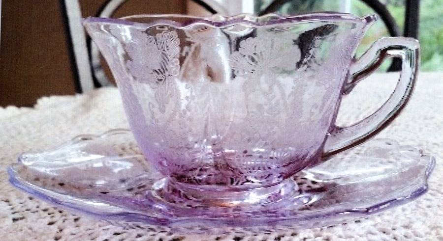 Gloria Heatherbloom  (Stem 3035) Cup and Saucer Set (Shape 3500) by Cambridge-1