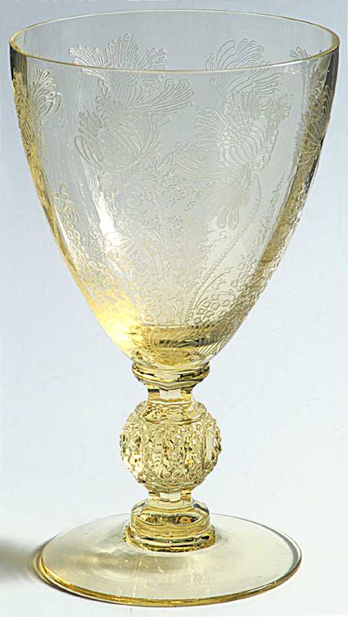 Gloria Yellow (Stem 1066) Water Goblet by Cambridge-1