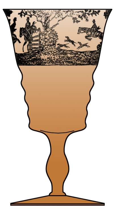 Imperial Hunt Scene Amber (Not Encrusted) Water Goblet by Cambridge-1