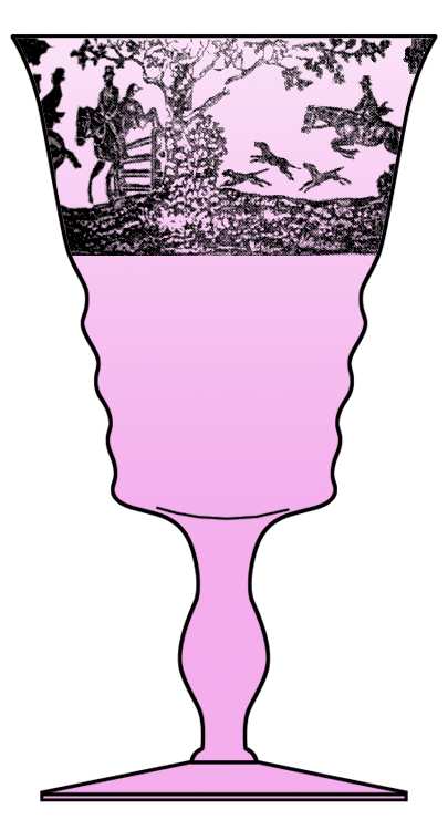 Imperial Hunt Scene Pink (Not Encrusted) Water Goblet by Cambridge-1