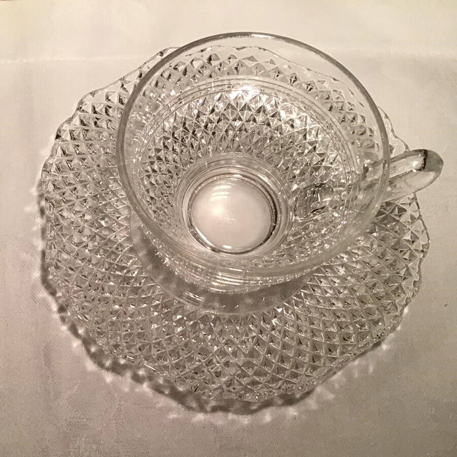 Mt. Vernon Clear Cup & Saucer Set by Cambridge-1