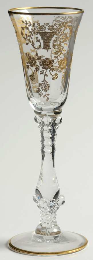 Portia Clear (Stem 3121, Gold Encrusted) Cordial Glass by Cambridge-1