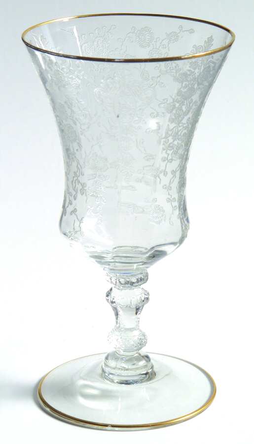 Rose Point Clear (Stem 3500, Gold Trim, Etched) Juice Glass by Cambridge-1
