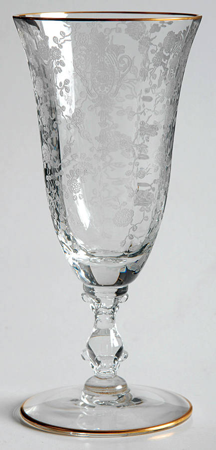 Rose Point Clear (Stem 3121, Gold Trim) Juice Glass by Cambridge-1