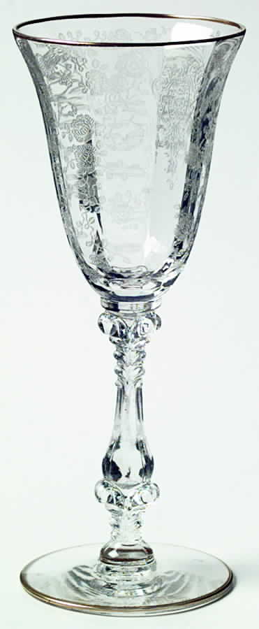 Rose Point Clear (Stem 3121, Gold Trim) Wine Glass by Cambridge-1
