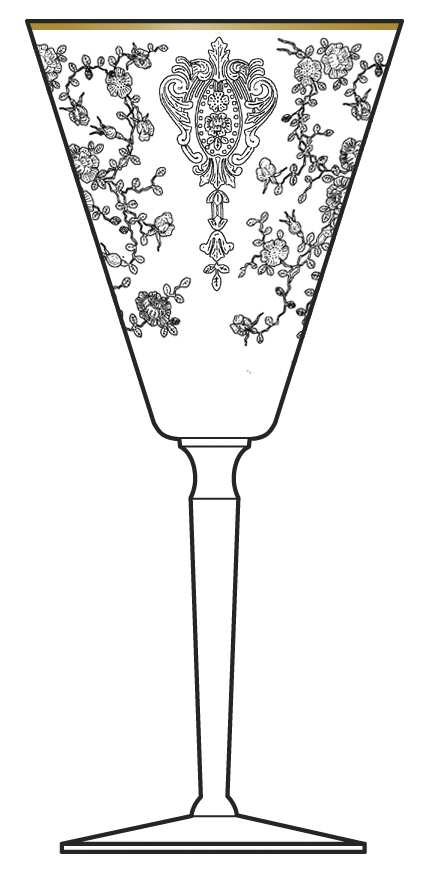Rose Point Clear (Stem 3106, Gold Trim, Etched) Water Goblet by Cambridge-1