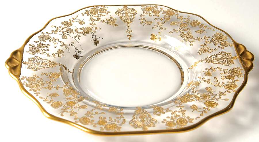 Rose Point Clear (Stem 3500, Gold Encrusted) Shape 3400 Mayonnaise Underplate by Cambridge-1