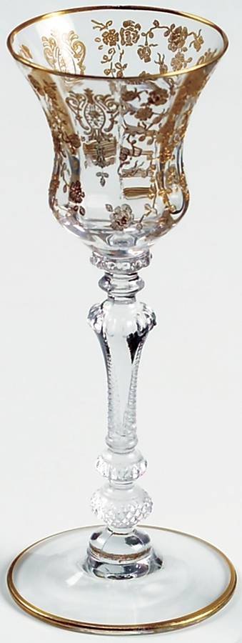 Rose Point Clear (Stem 3500, Gold Encrusted) Cordial Glass by Cambridge-1