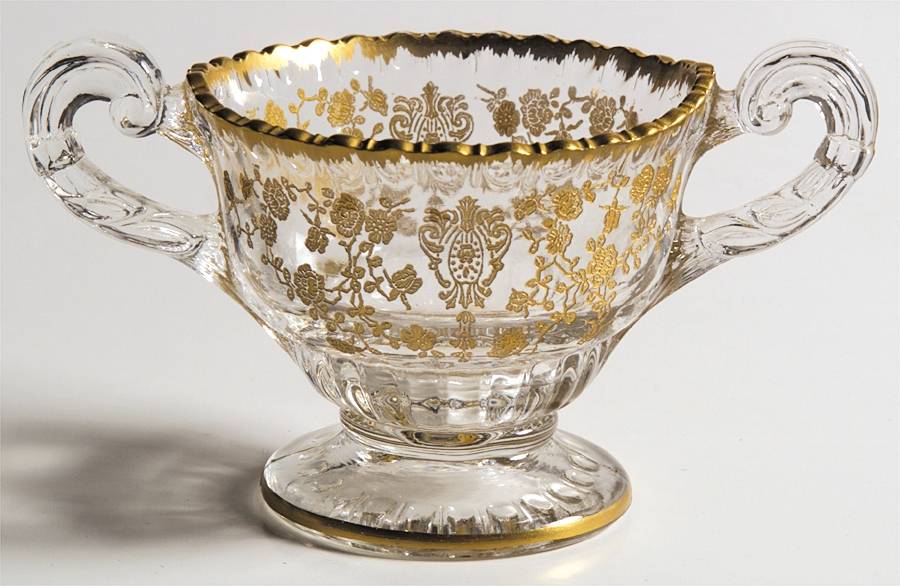 Rose Point Clear (Stem 3500, Gold Encrusted) Individual Open Sugar (Shape 3500) by Cambridge-1
