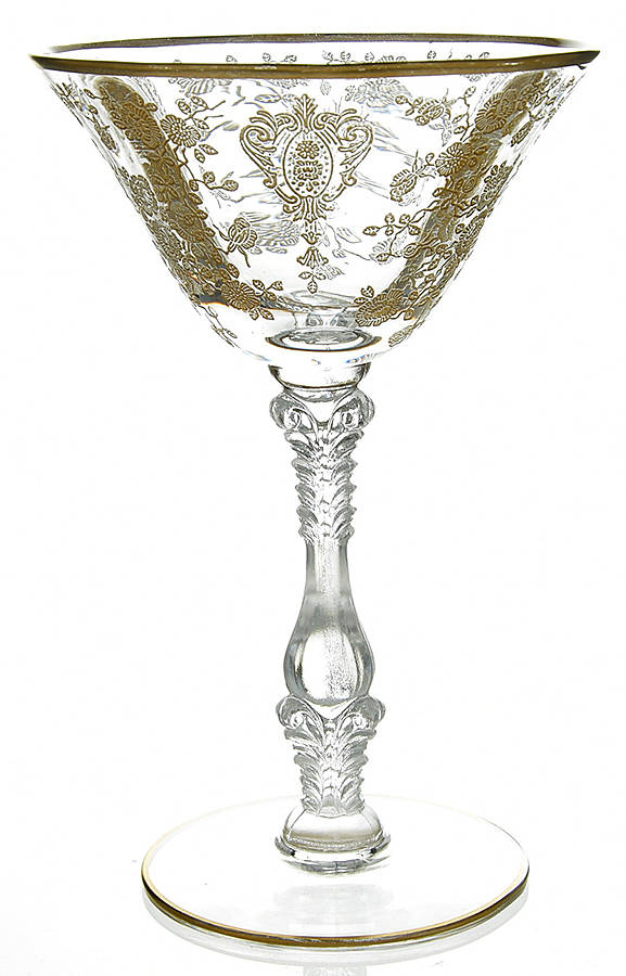 Rose Point Clear (Stem 3121, Gold Encrusted) Champagne/Tall Sherbet by Cambridge-1