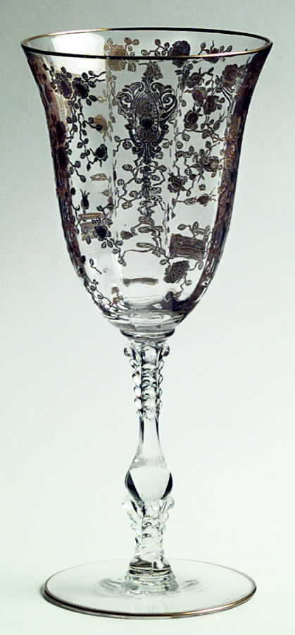 Rose Point Clear (Stem 3121, Gold Encrusted) Water Goblet by Cambridge-1