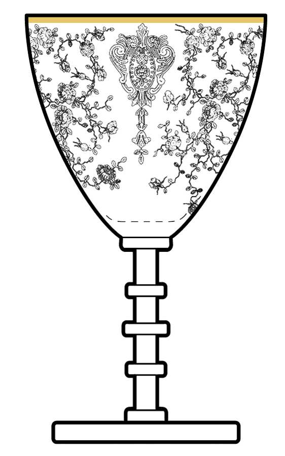 Rose Point Clear (Pristine, Gold Trim) Water Goblet by Cambridge-1