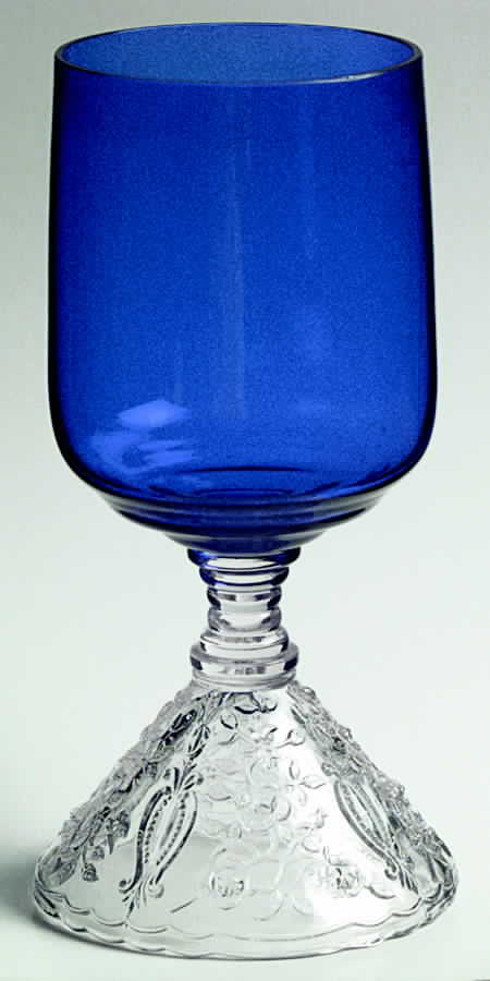 Rose Point Pressed Cobalt Blue Water Goblet by Cambridge-1