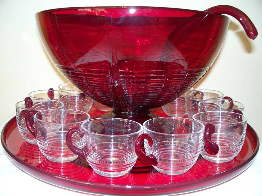 Tally Ho Ruby (Stem 1402) Punch Bowl by Cambridge-1