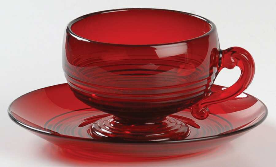 Tally Ho Ruby (Stem 1402) Cup & Saucer Set by Cambridge-1