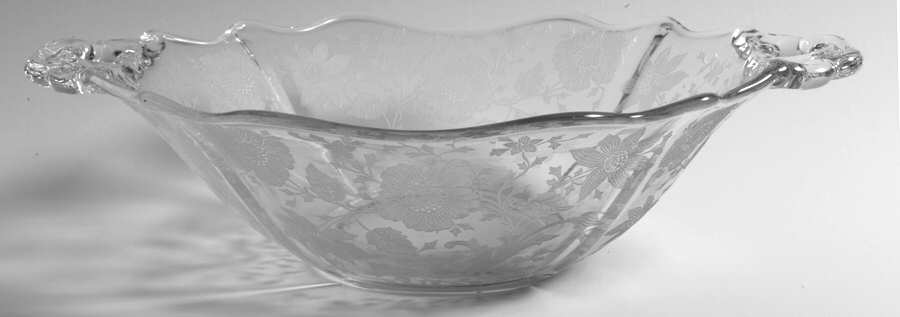 Wildflower Clear 9" Handled Bowl (3400 Shape) by Cambridge-1