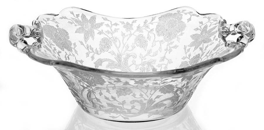 Wildflower Clear 3400/1179 Handled Bon Bon by Cambridge-1