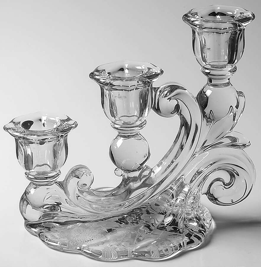 Wildflower Clear Shape 3400/1338 3 Light Candlestick, Plain by Cambridge-1