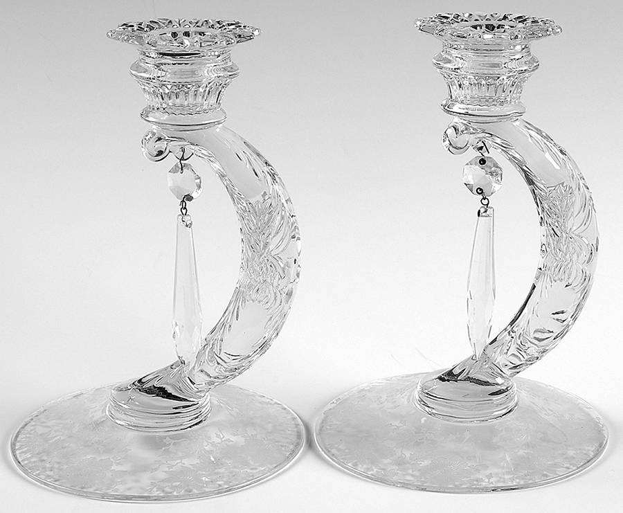 Wildflower Clear Set of Two Single Candlestick W/ Prism, Martha 497 by Cambridge-1