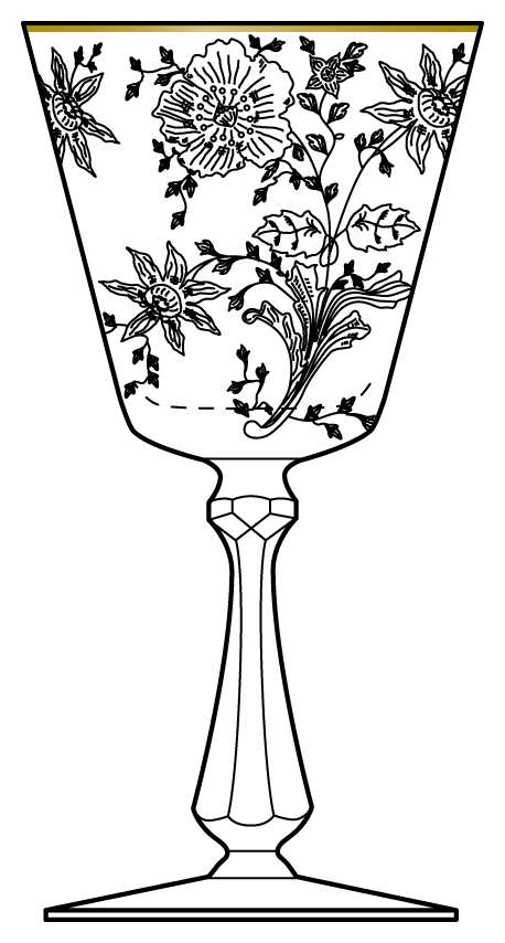Wildflower Clear (Gold Trim, Stem 3725)) Water Goblet by Cambridge-1
