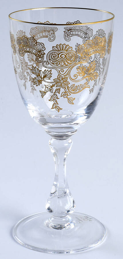 Jean Lamour (Gold Trim) Water Goblet by Cristal de Sevres-1
