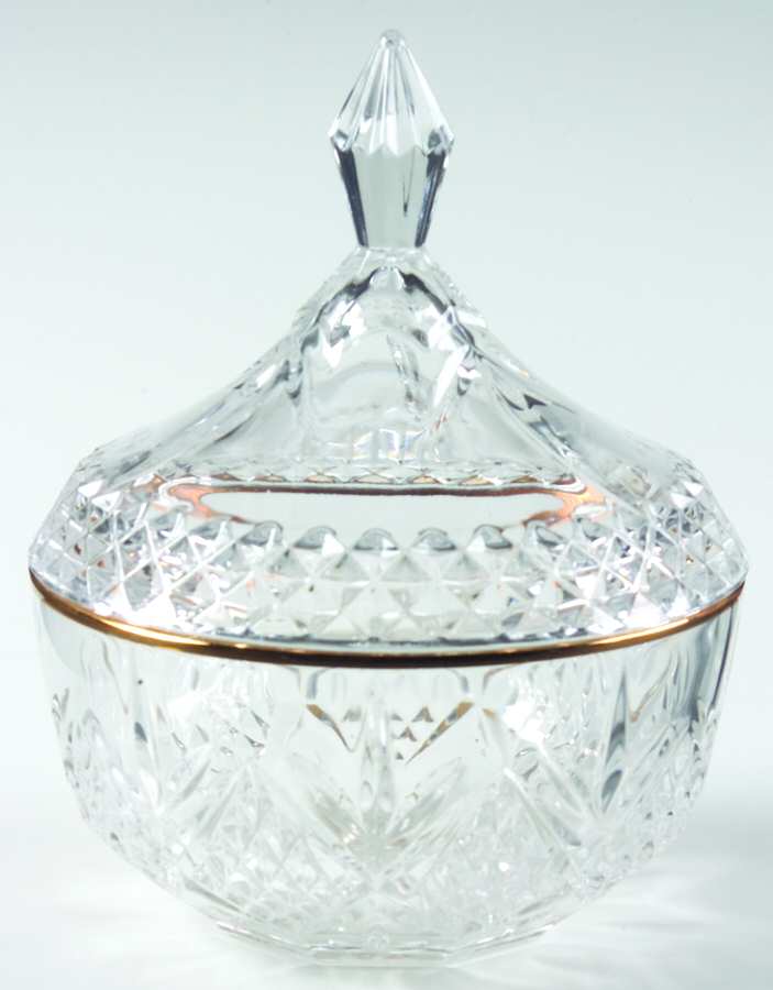 Salzburg Gold Candy Dish & Lid by Cristal de Flandre-1