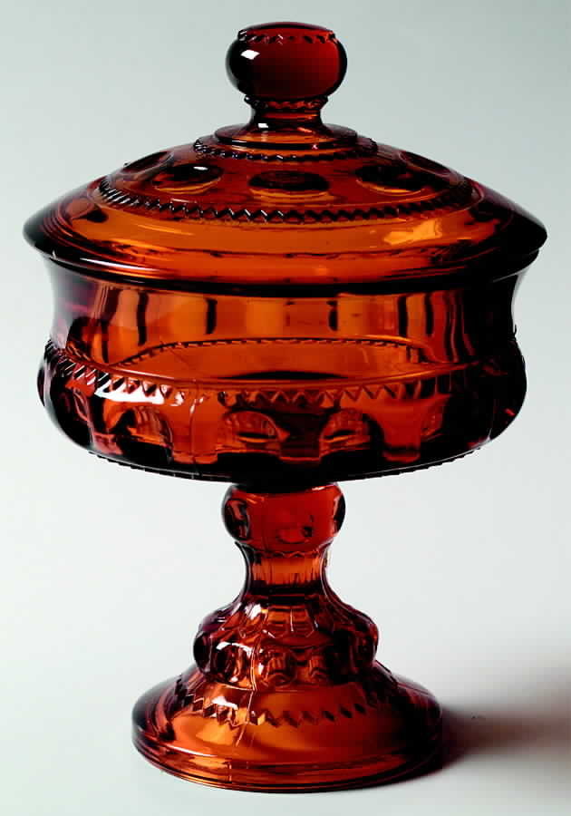 Color Crown Amber (Dark) Compote & Lid by Colony-1