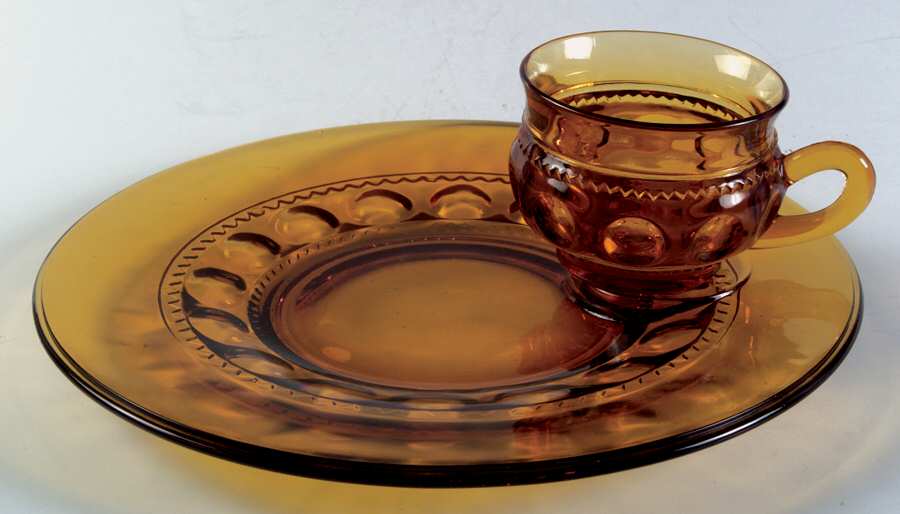 Color Crown Amber (Dark) Snack Plate & Cup Set by Colony-1