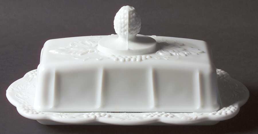 Harvest Milk Glass 1/4 Pound Covered Butter by Colony-1