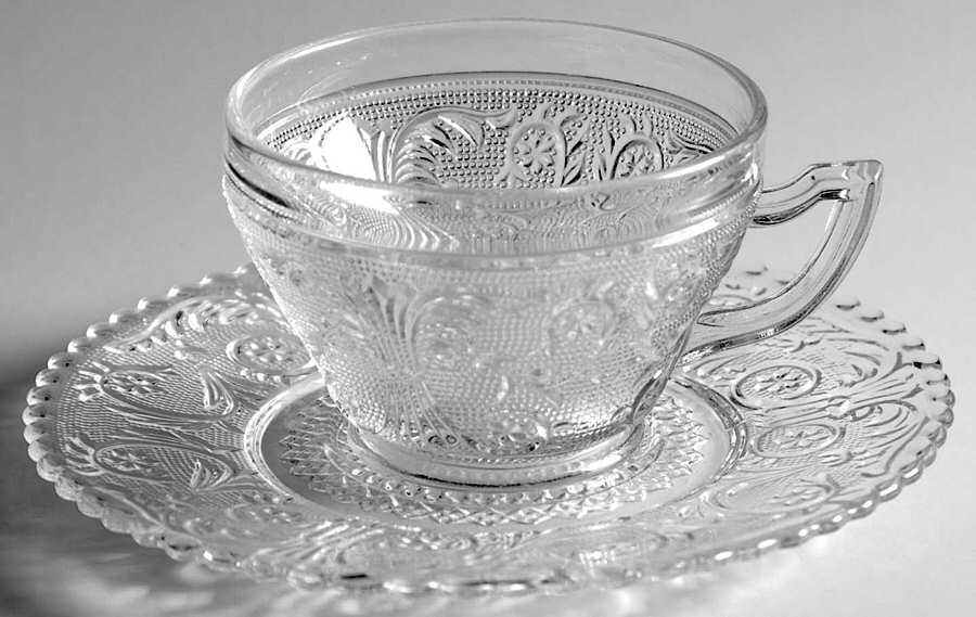 Sandwich Clear Cup and Saucer Set by Colony-1