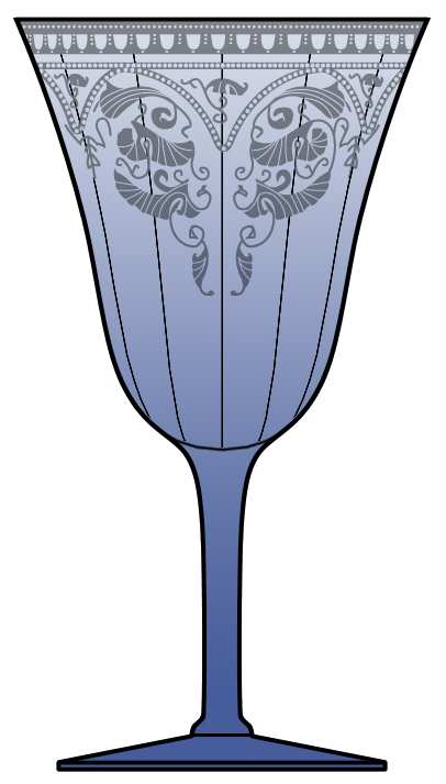 Etch 704 Dark Blue (Stem 3060) Water Goblet by Cambridge-1