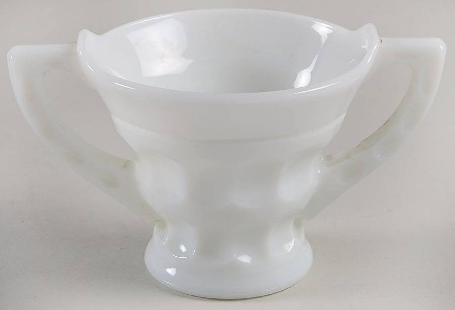 Heirloom Milk Glass Open Sugar by Cambridge-1