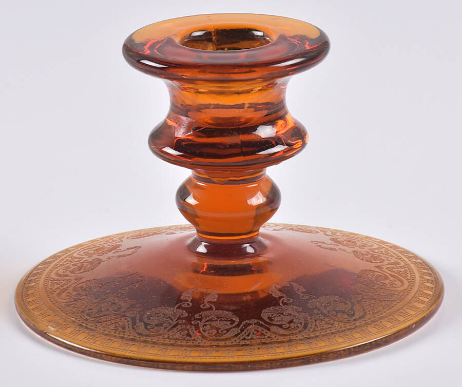 Etch 704 Amber (Stem 3060) 3" Single Light Candlestick by Cambridge-1