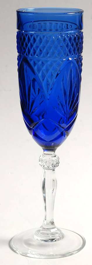 Antique Sapphire Blue Fluted Champagne by Cristal D'Arques - Durand-1