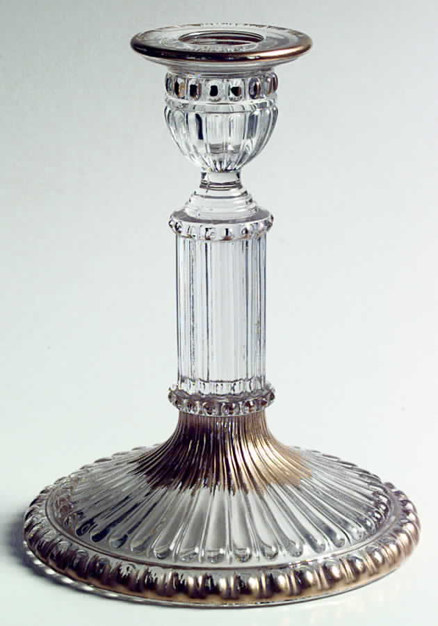 Gadroon Clear (Gold Trim) 6" Candlestick (Shape 3500) by Cambridge-1