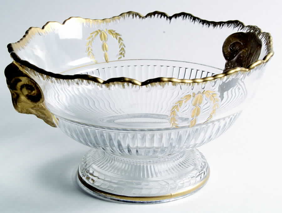Gadroon Clear (Gold Trim) 9" Footed Rams Head Bowl by Cambridge-1