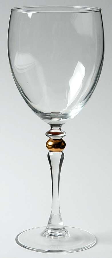 Cortina (Gold Wafer in Stem) Water Goblet by Cristal D'Arques - Durand-1