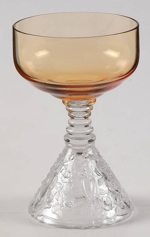 Rose Point Pressed Amber Liquor Cocktail by Cambridge-1