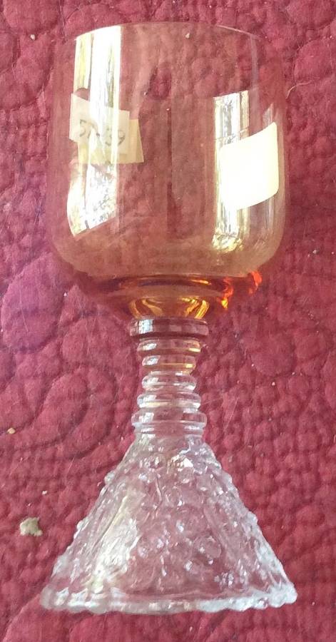 Rose Point Pressed Amber Wine Glass by Cambridge-1