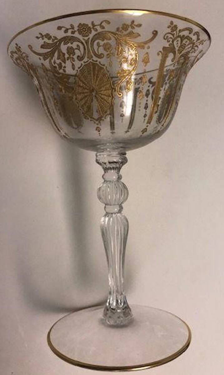 Candlelight Clear (Gold Encrusted, Stem 3111) Champagne/Tall Sherbet by Cambridge-1