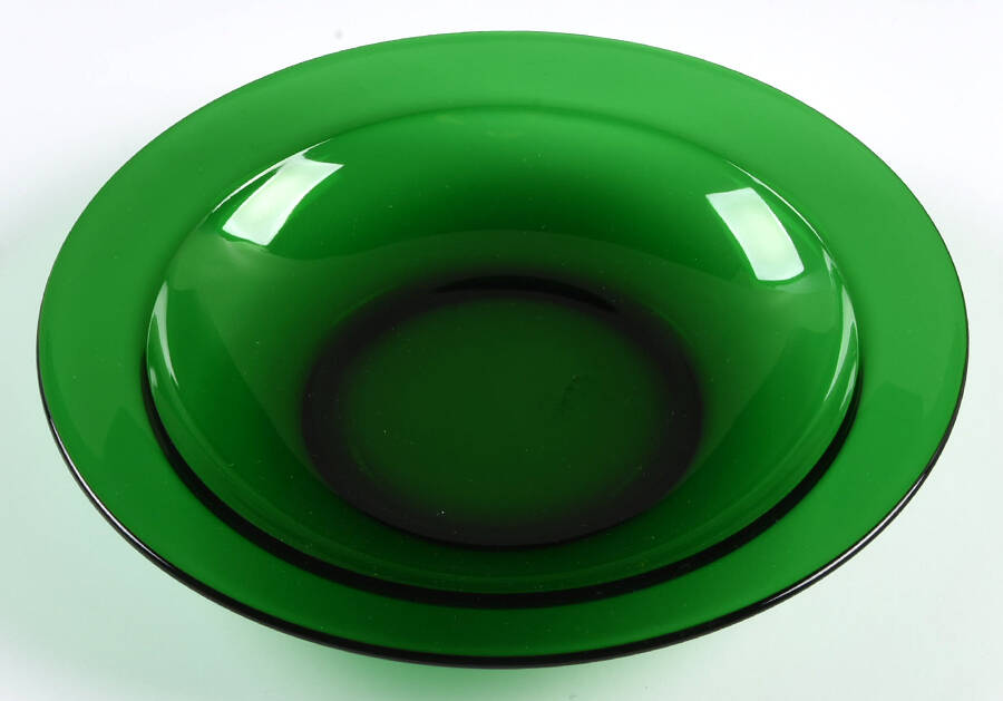 Cavalier Green Rim Soup Bowl by Cristal D'Arques - Durand-1