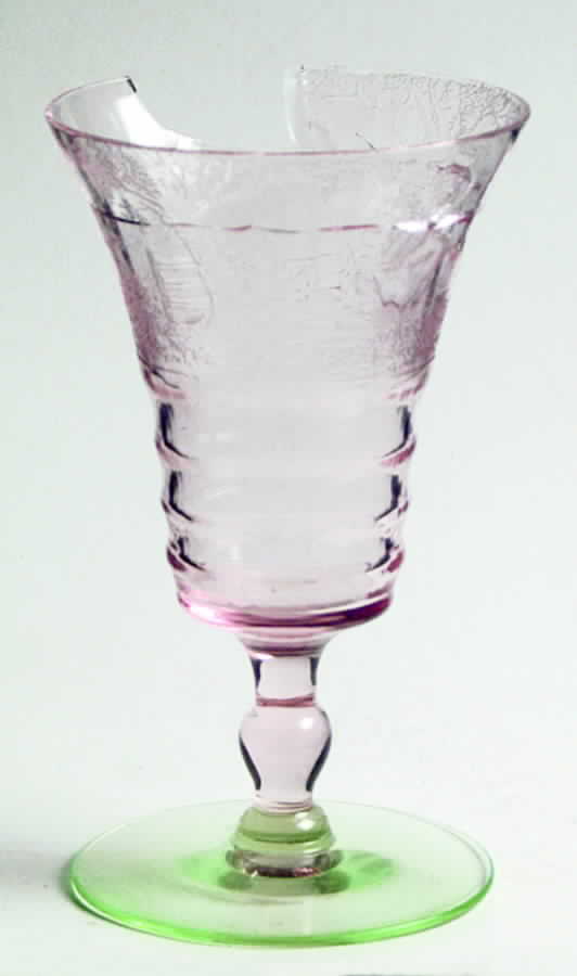 Imperial Hunt Scene (Pink Bowl, Green Foot) Wine Glass by Cambridge-1