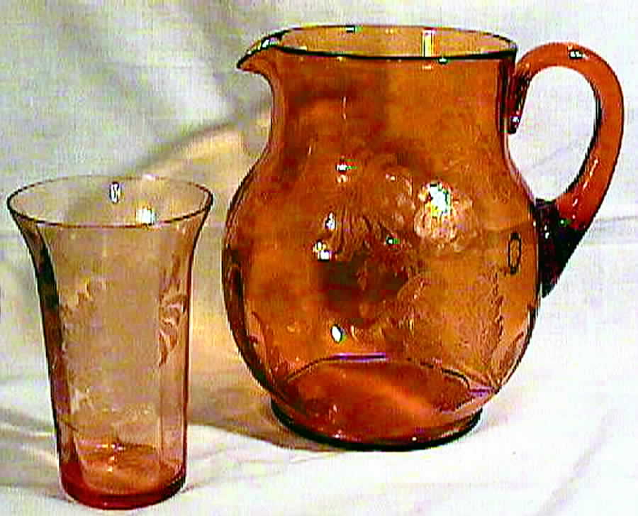 Chrysanthemum Amber Jug by Cambridge-1