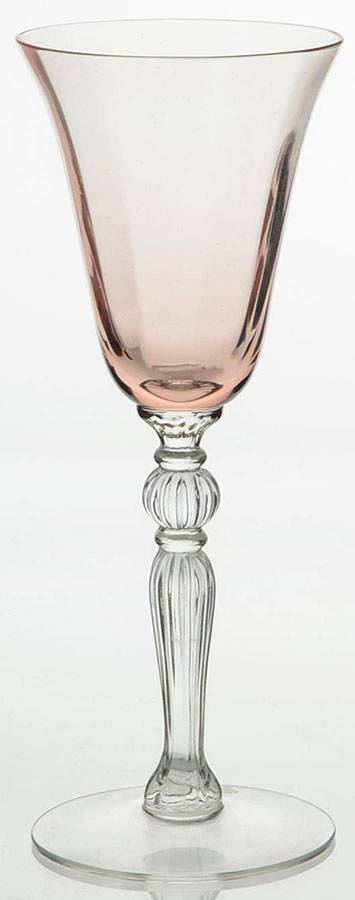 3035 Pink (Pink Bowl, Clear Stem) Wine Glass by Cambridge-1