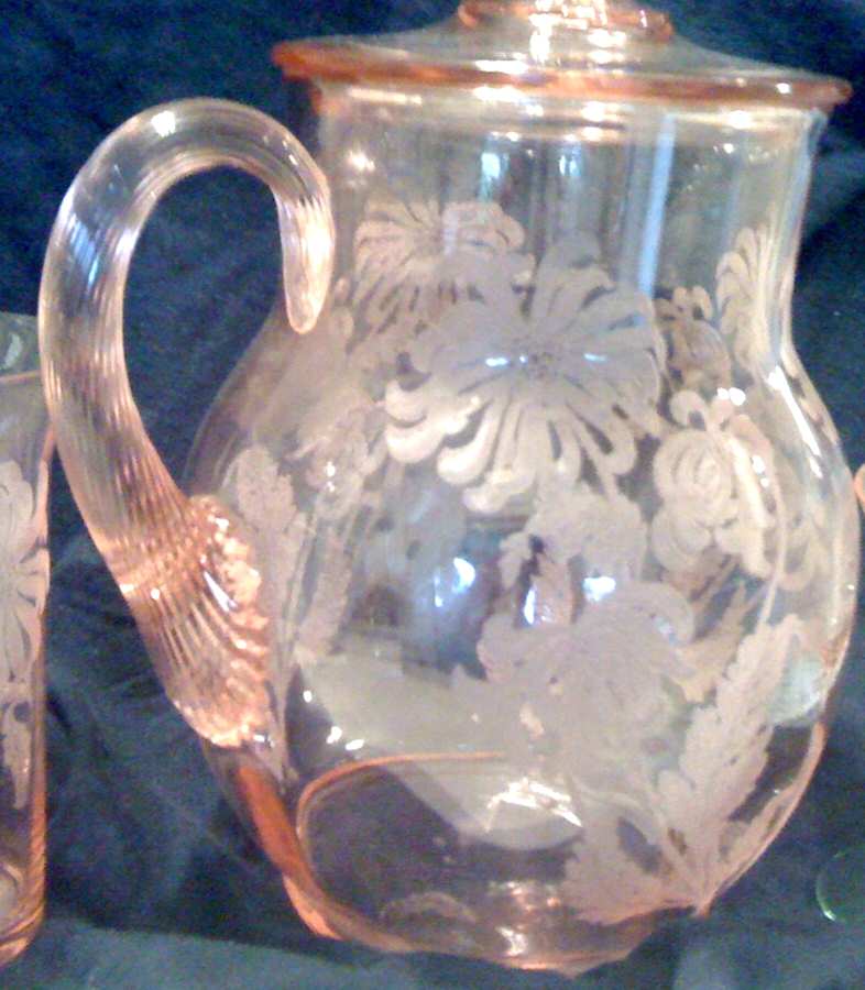 Chrysanthemum Pink Pitcher & Lid by Cambridge-1