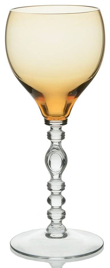 Tally Ho Amber (Amber Bowl, Clear Stem, Stem 1402) Wine Glass by Cambridge-1