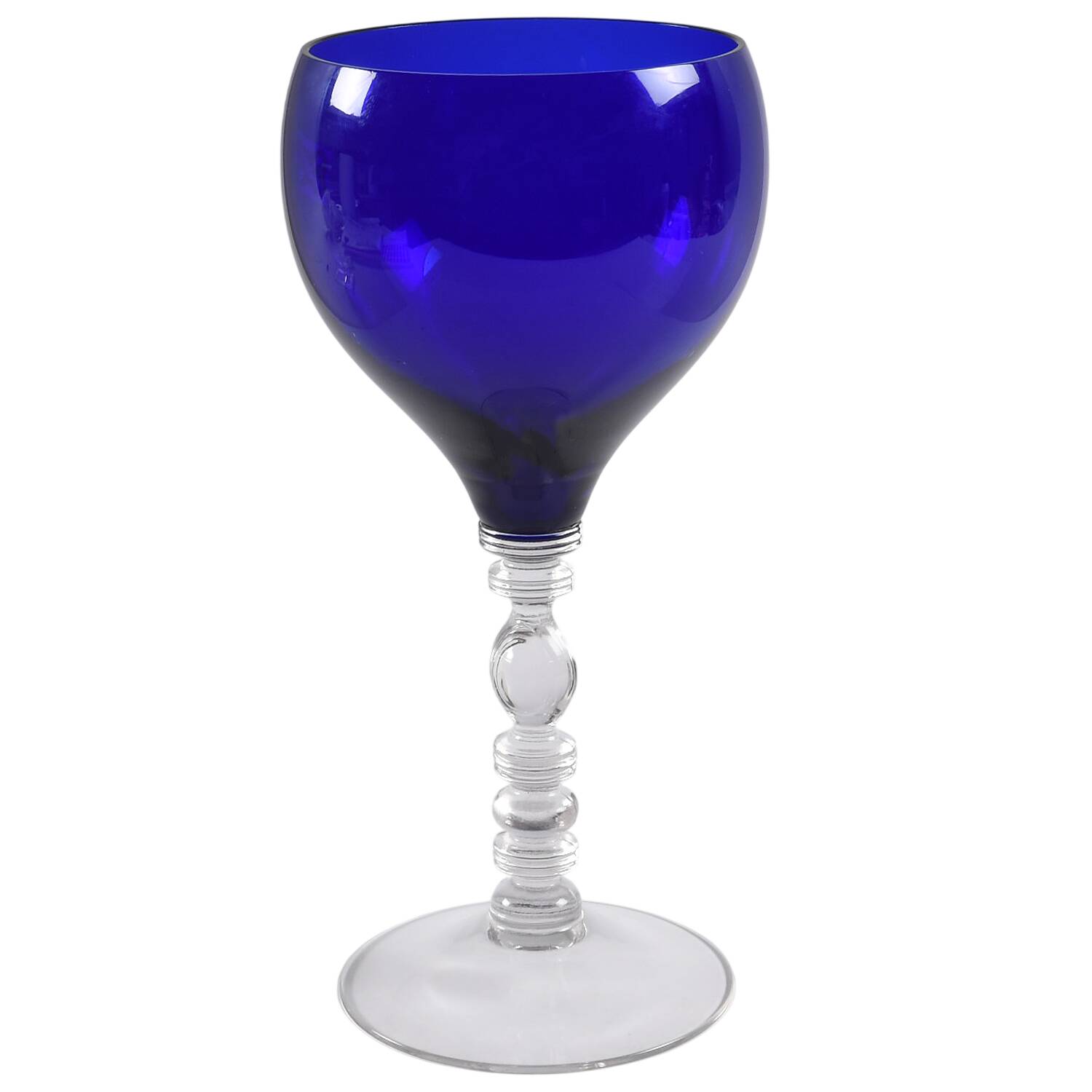 Tally Ho (Cobalt Bowl, Clear Stem, (Stem 1402) Tall Water Goblet by Cambridge-1