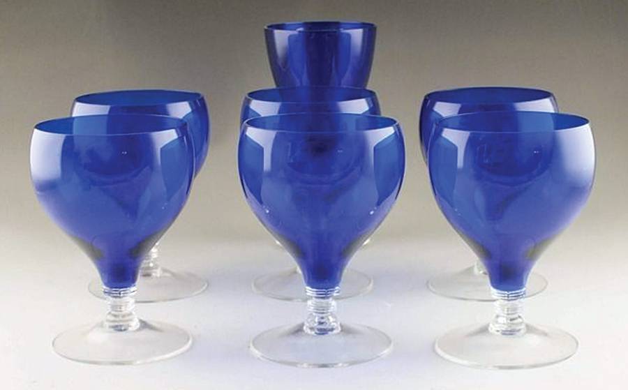 Tally Ho (Cobalt Bowl, Clear Stem, (Stem 1402) 10 Oz Footed Tumbler by Cambridge-1